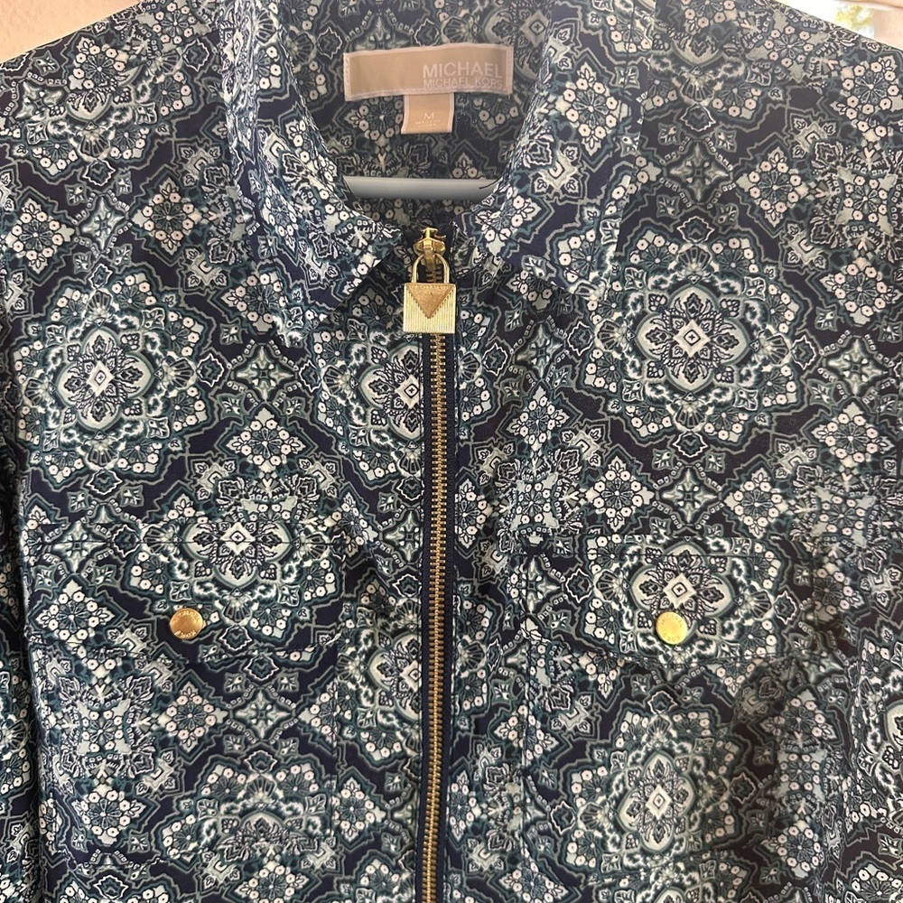 Michael Kors Blue Patterned Blouse - Picture 1 of 12